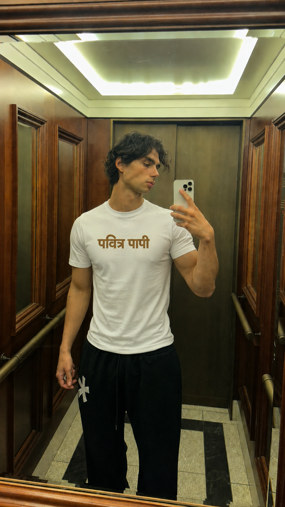 PAVITRA PAPI WHITE STRETCH SLIMFIT TSHIRT