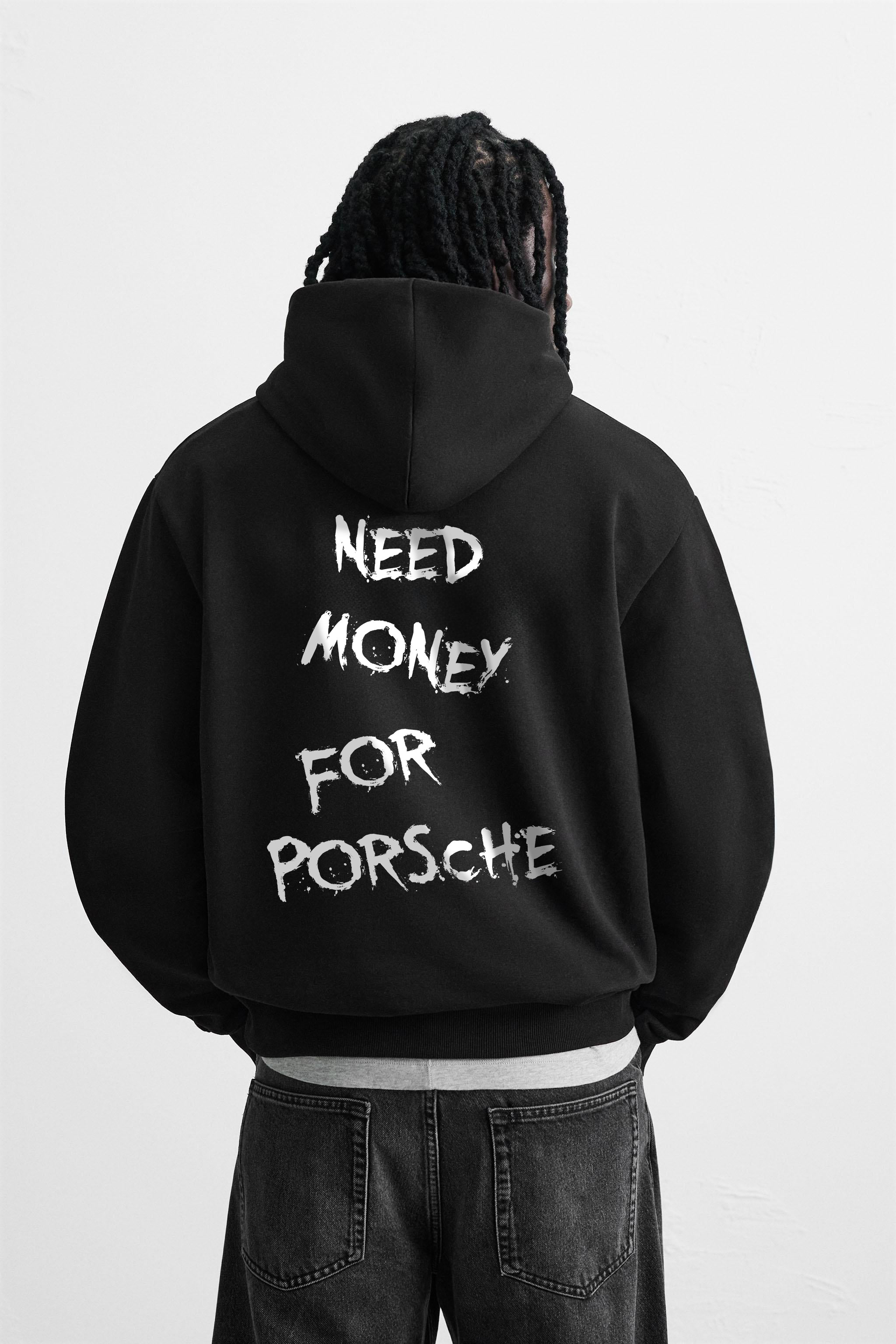 MONEY FOR PORSCHE UNISEX BLACK OVERSIZED HOODIE