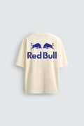 Beige t-shirt with Red Bull logo on a light gray background