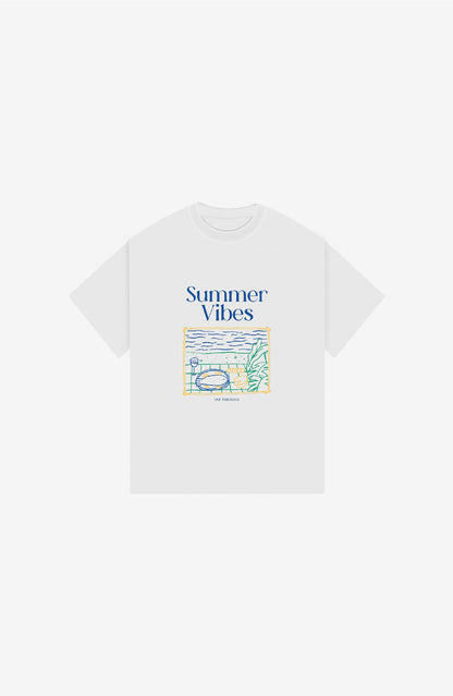 SUMMER VIBES WHITE OVERSIZED T-SHIRT