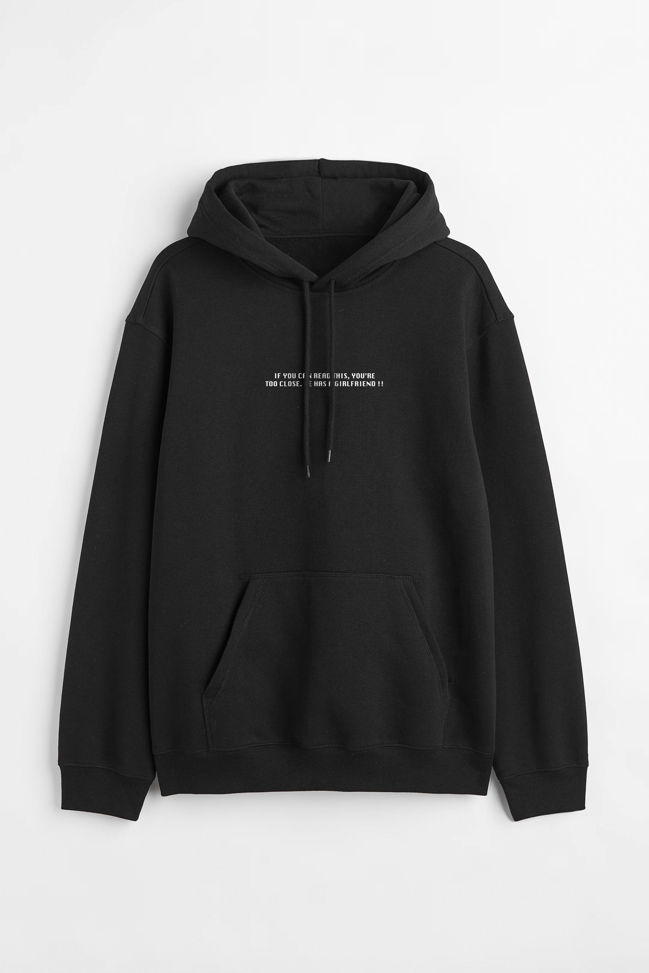 TOO CLOSE BLACK OVERSIZED HOODIE