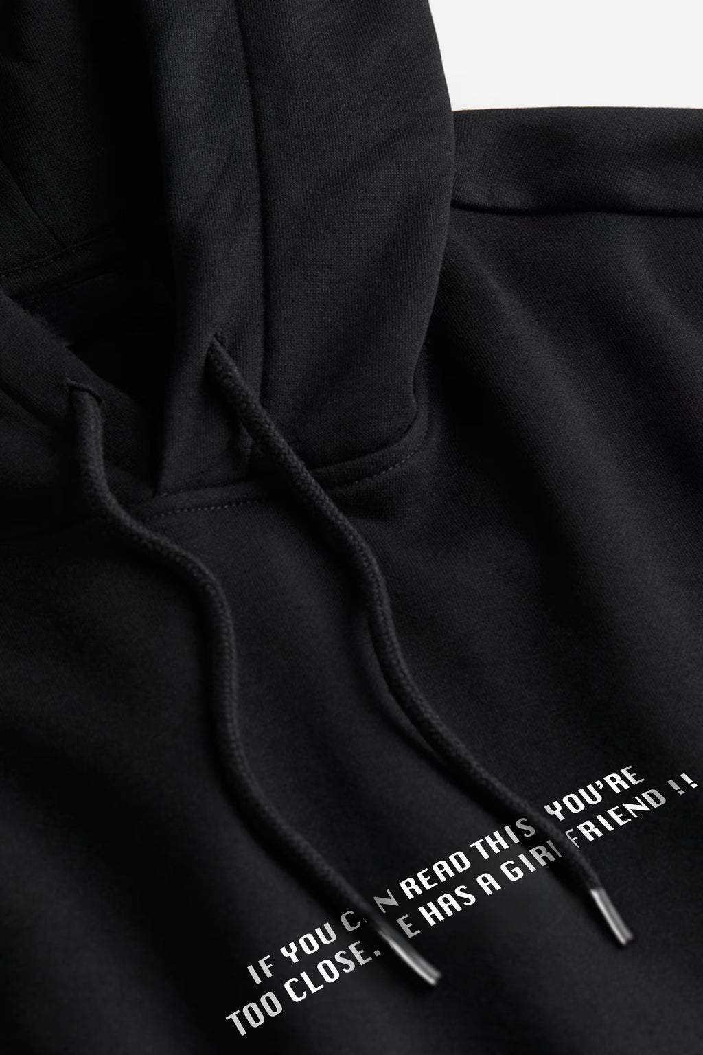 TOO CLOSE BLACK OVERSIZED HOODIE