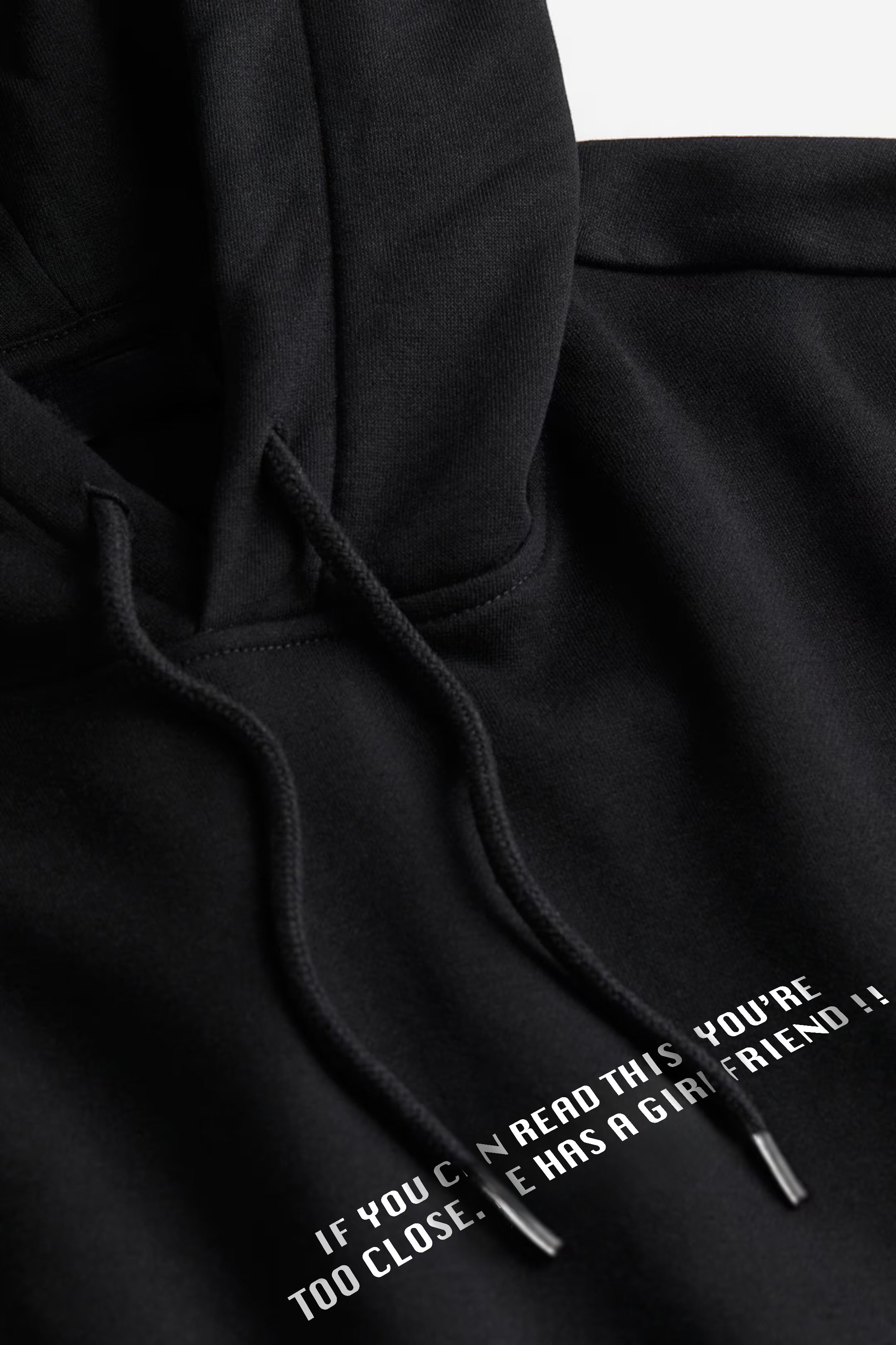 TOO CLOSE BLACK OVERSIZED HOODIE