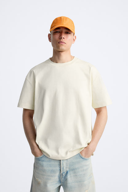 VINTAGE WHITE PREMIUM LOOP KNIT TERRY OVERSIZED T-SHIRT