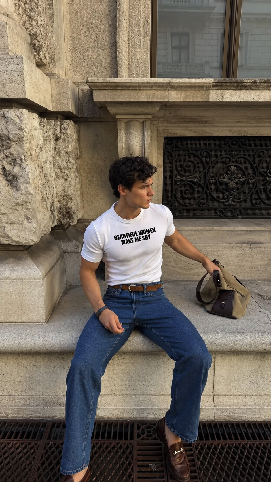 MAKE ME SHY STRETCHY WHITE TSHIRT