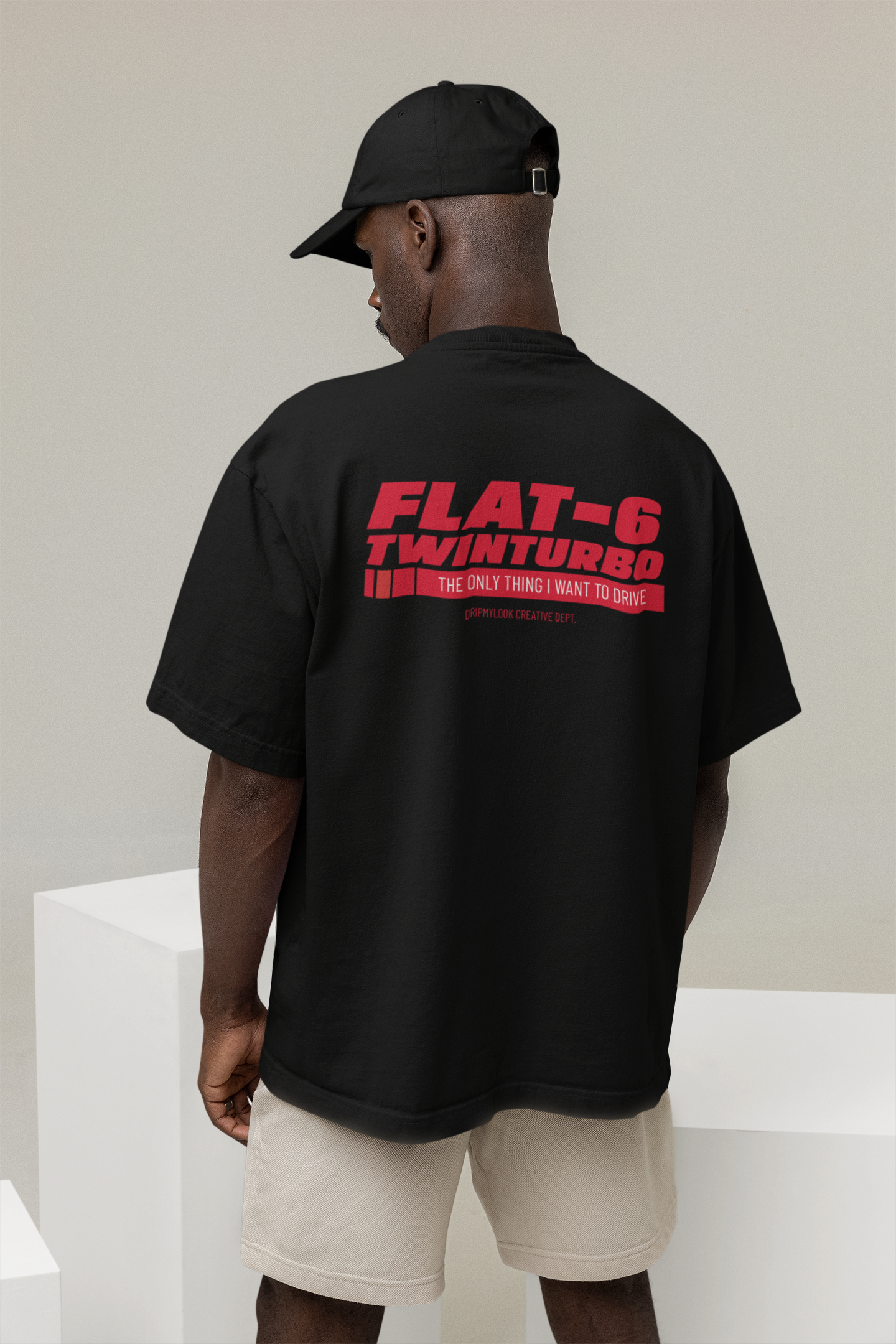 FLAT-6 VINTAGE BLACK OVERSIZED T-SHIRT