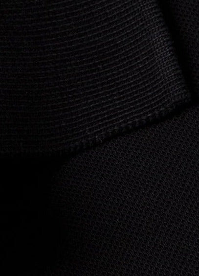 SUPER BLACK SOFT PIQUE KNIT OVERSIZED ZIP POLO SHIRT