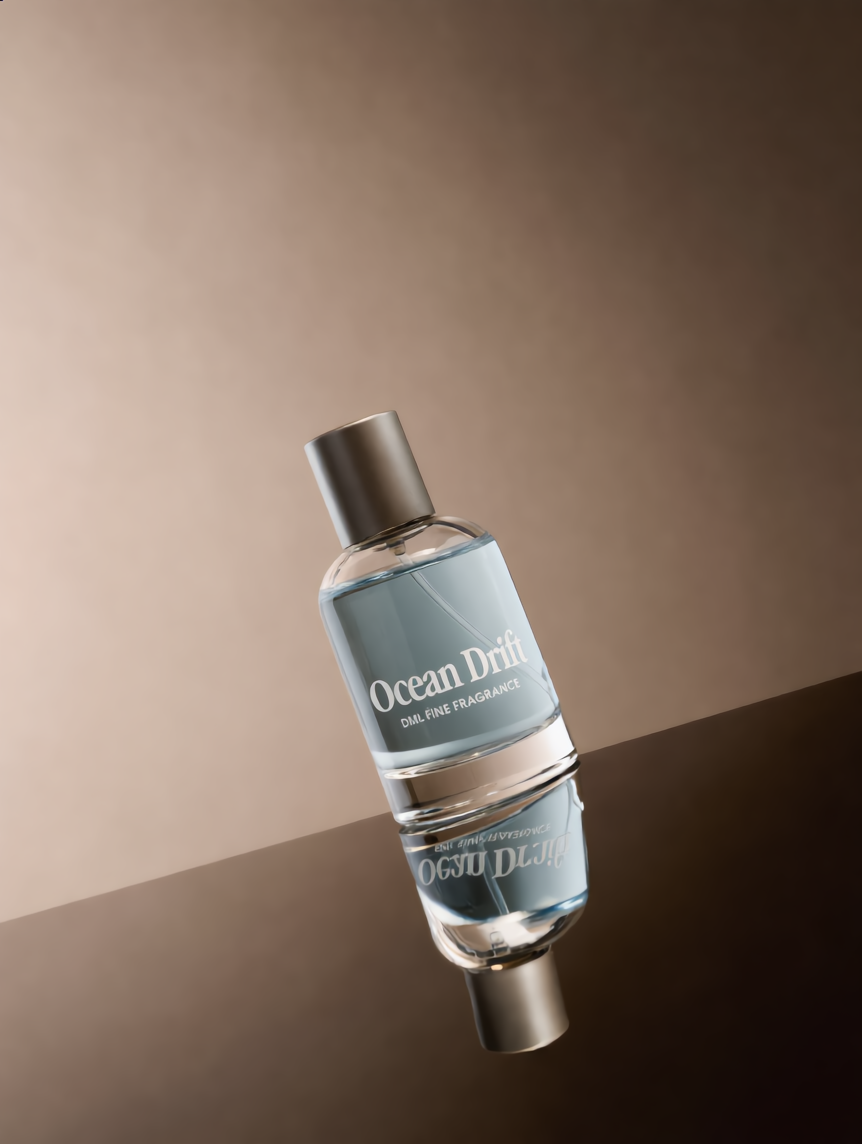 Ocean Drift bottle on a gradient brown background