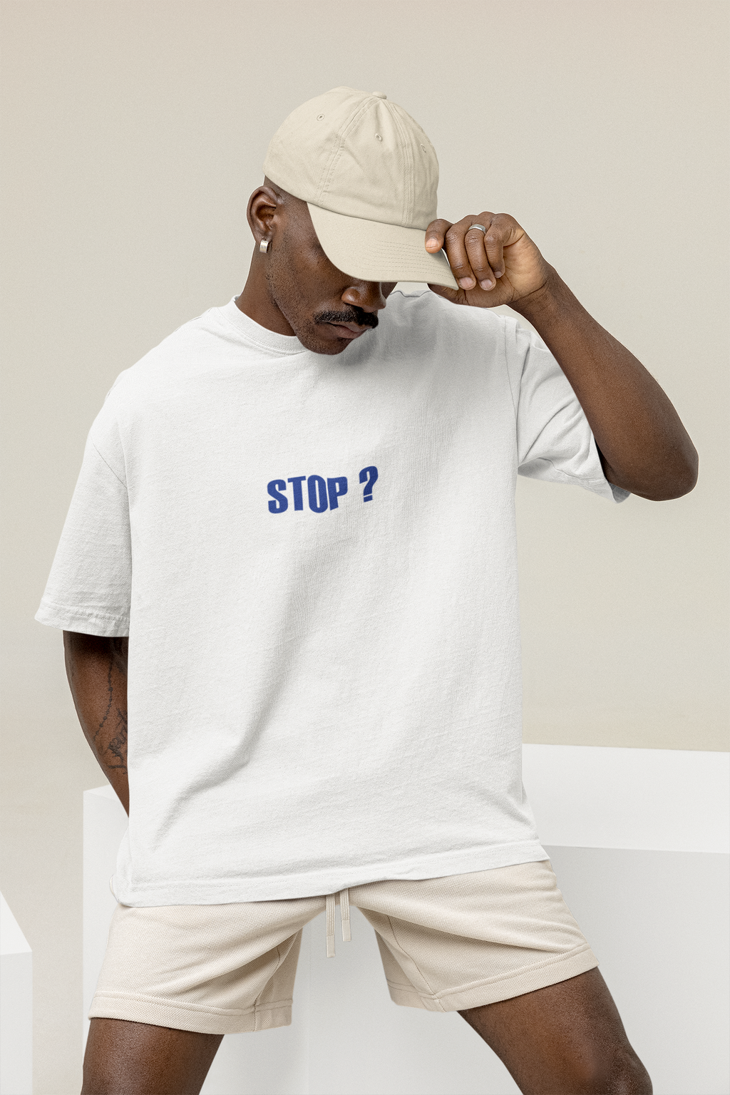 STOP WHITE OVERSIZED T-SHIRT