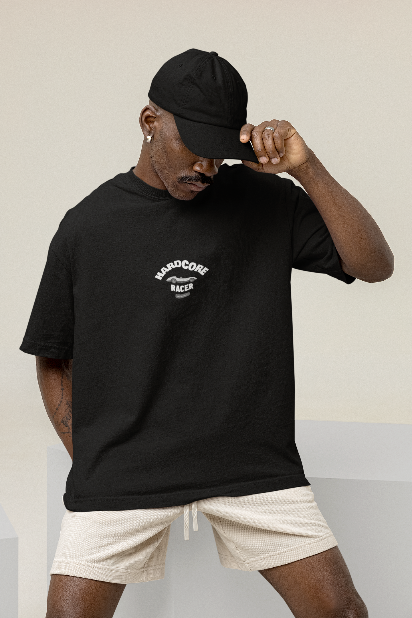 HARDCORE RACER VINTAGE BLACK OVERSIZED T-SHIRT
