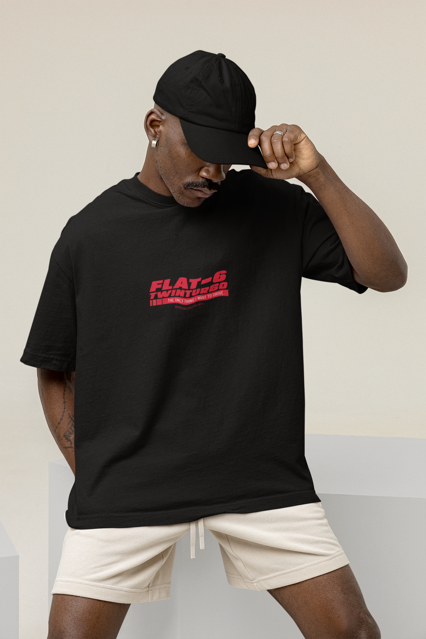 FLAT-6 VINTAGE BLACK OVERSIZED T-SHIRT