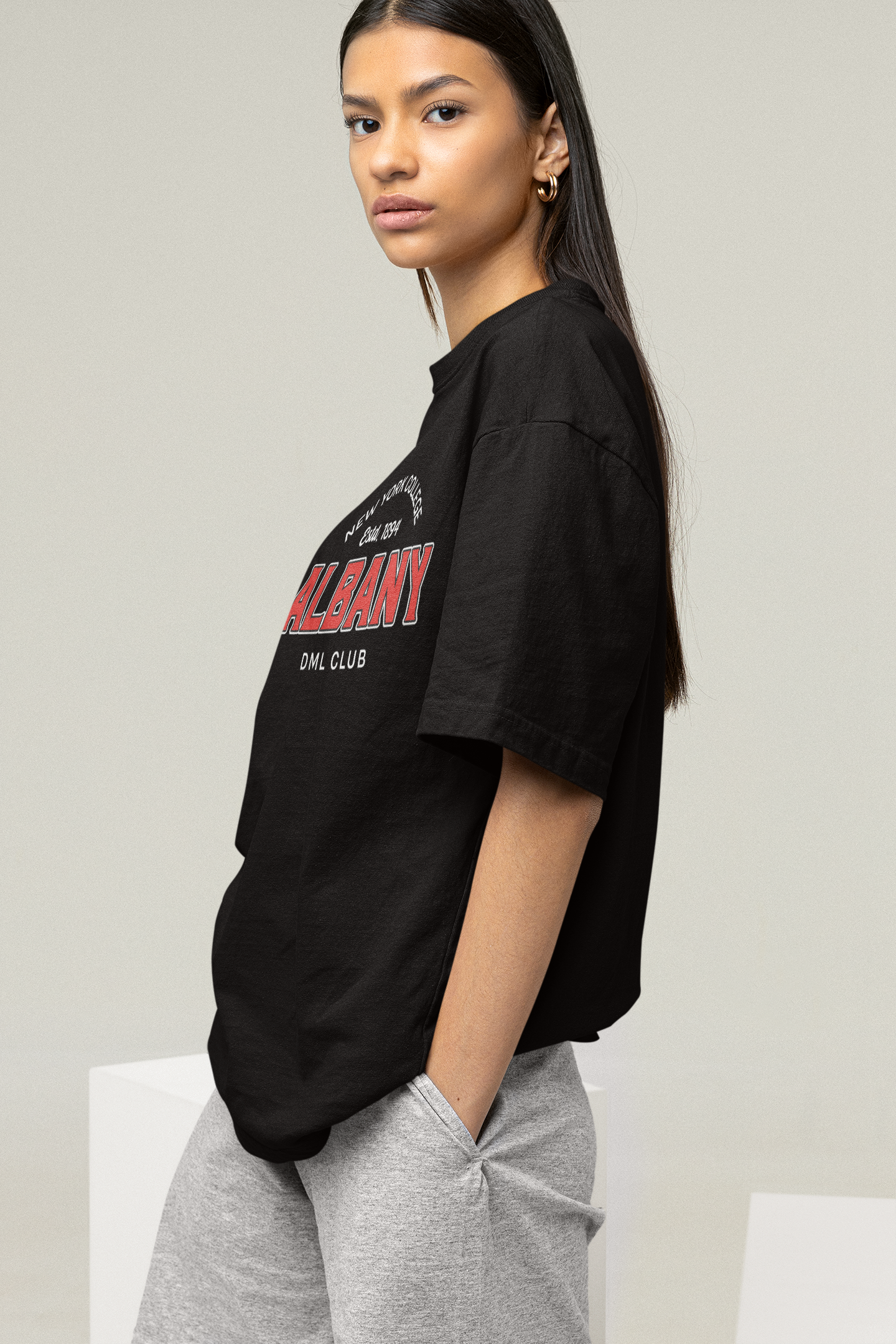 ALBANY JERSEY BLACK OVERSIZED T-SHIRT
