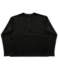 Black Henley waffle knit Front Design