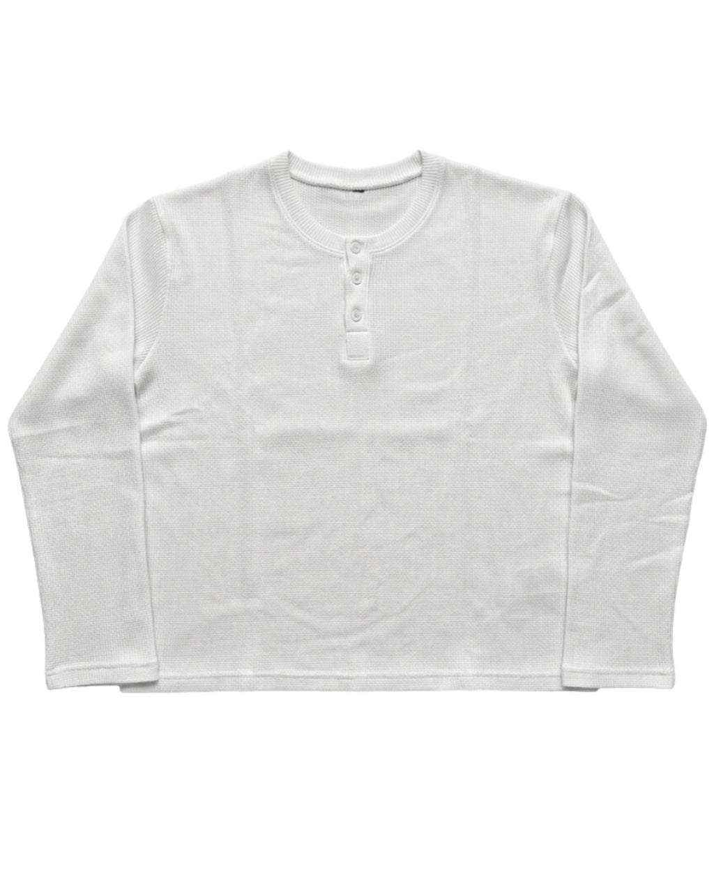 White Henley waffle knit Front Design
