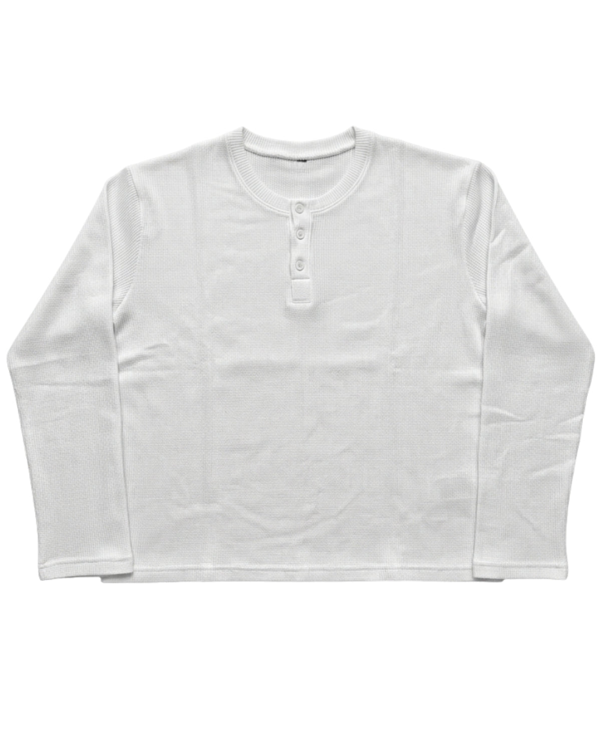White Henley waffle knit Front Design