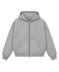 Grey Boxy Dual Zipper Hoodie Front Design