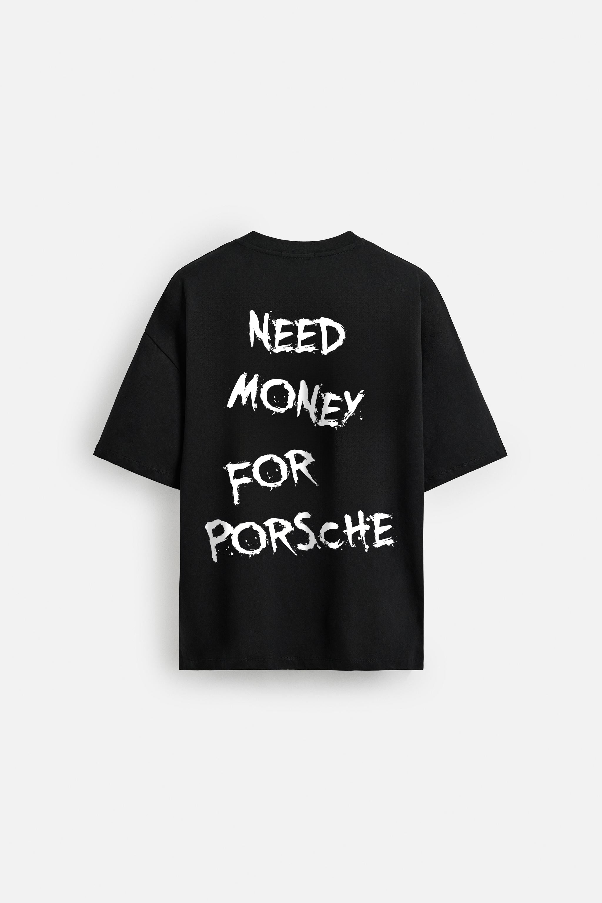 NEED MONEY FOR PORSCHE BLACK TERRYKNIT OVERSIZED TSHIRT