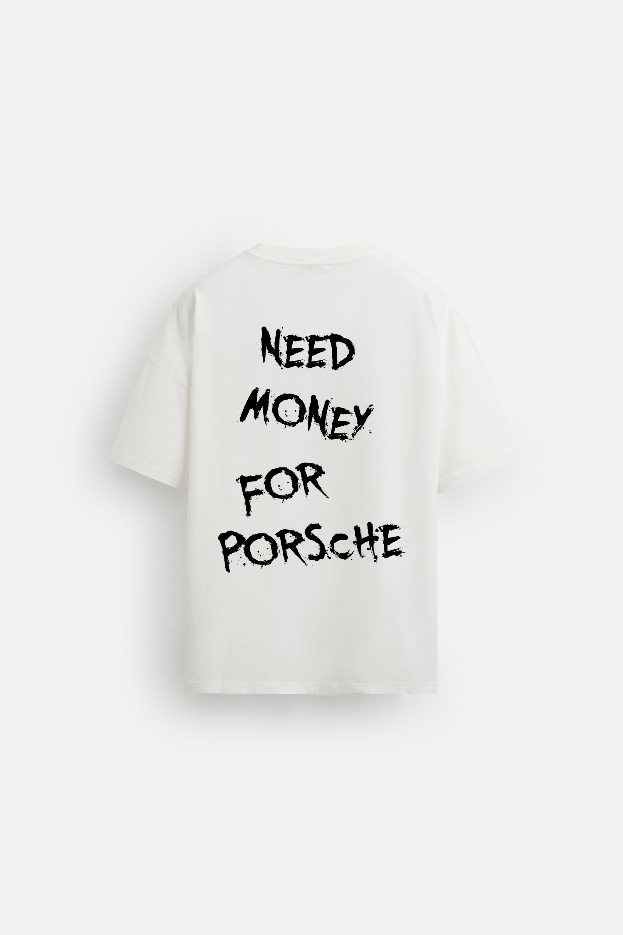 NEED MONEY FOR PORSCHE WHITE TERRYKNIT OVERSIZED TSHIRT