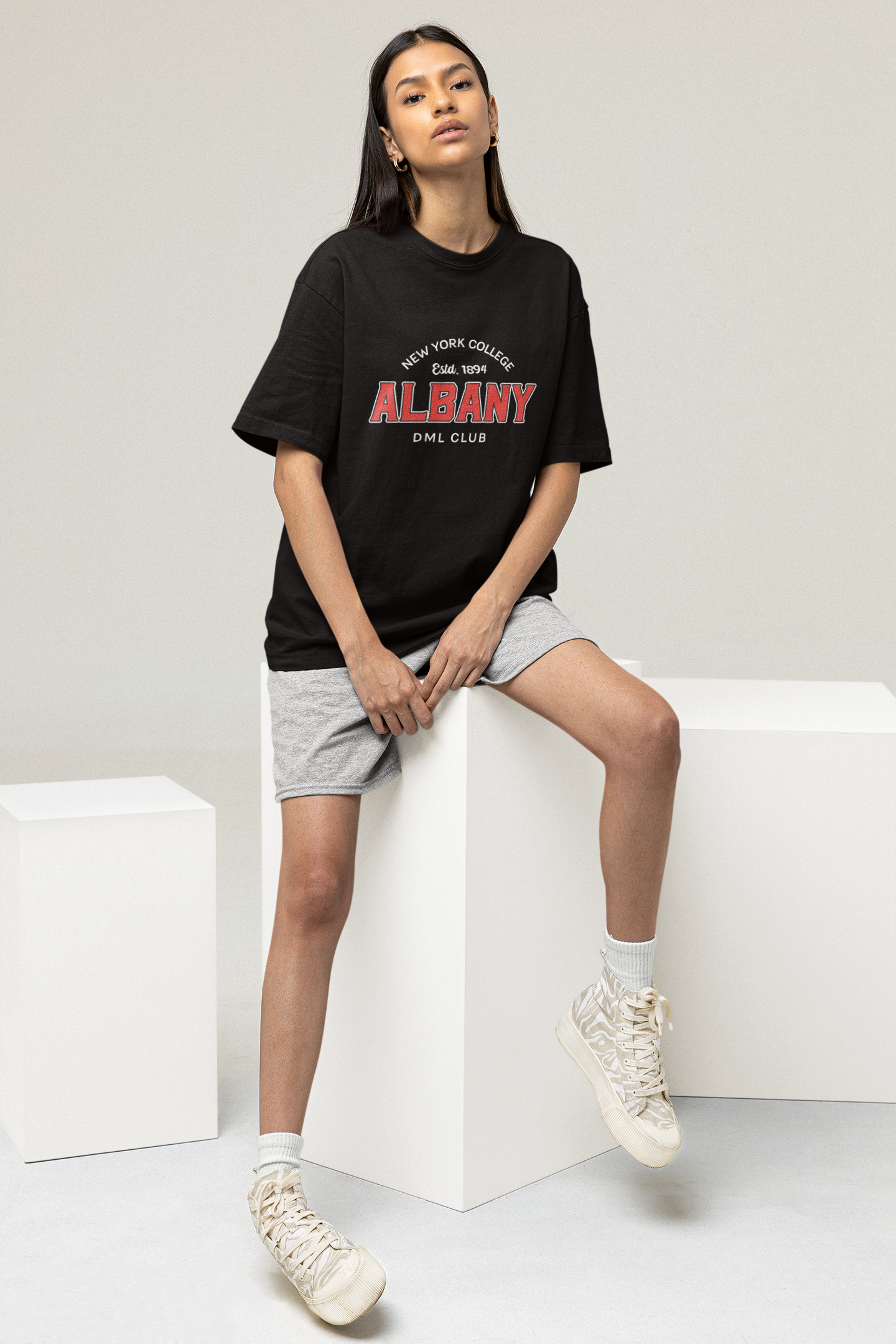 ALBANY JERSEY BLACK OVERSIZED T-SHIRT