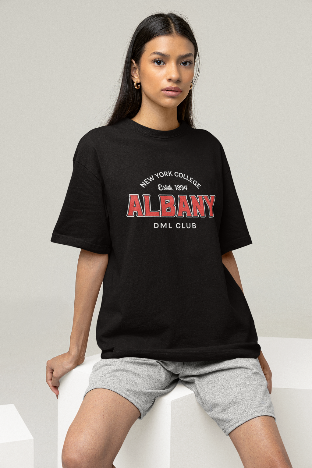 ALBANY JERSEY BLACK OVERSIZED T-SHIRT