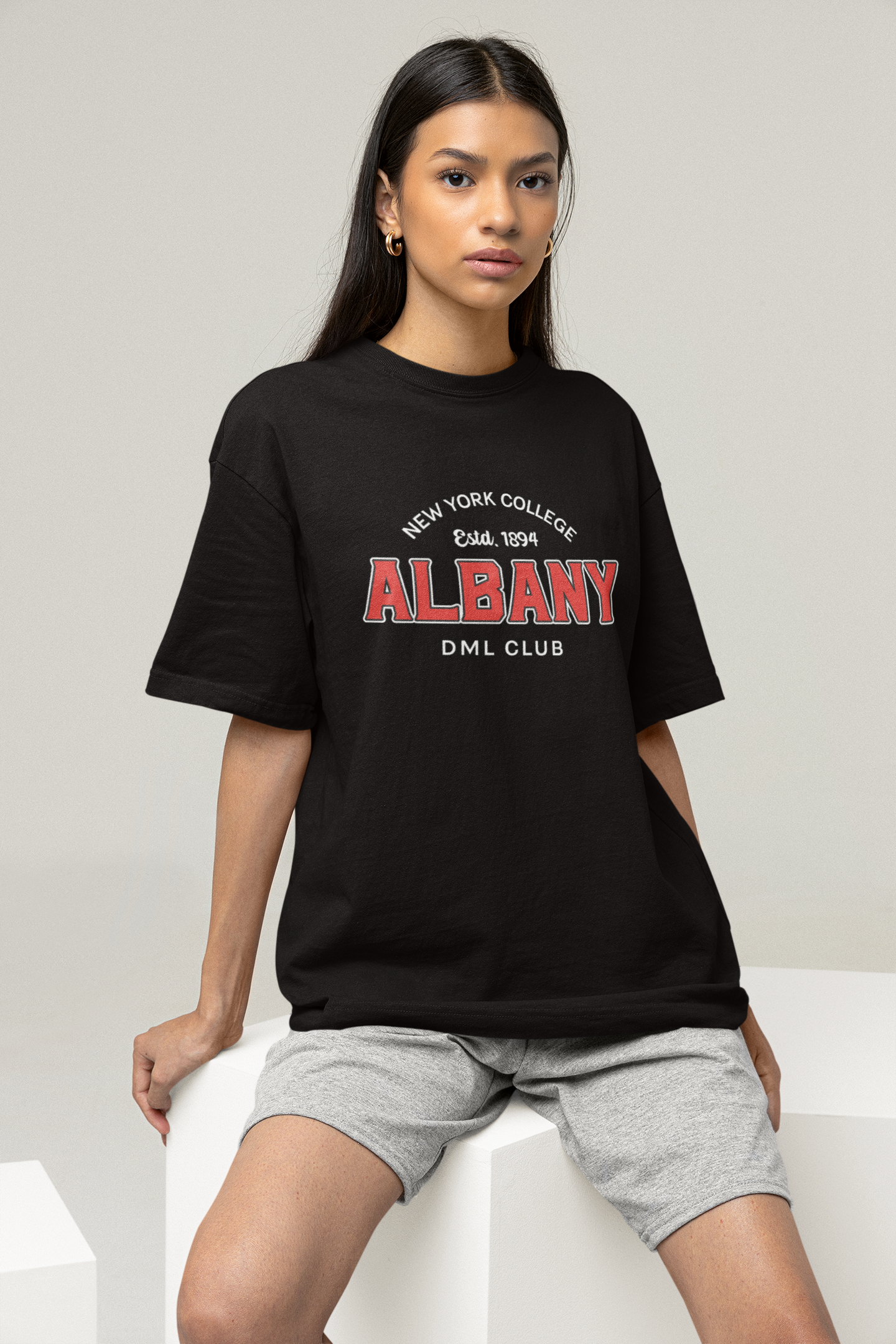 ALBANY JERSEY BLACK OVERSIZED T-SHIRT