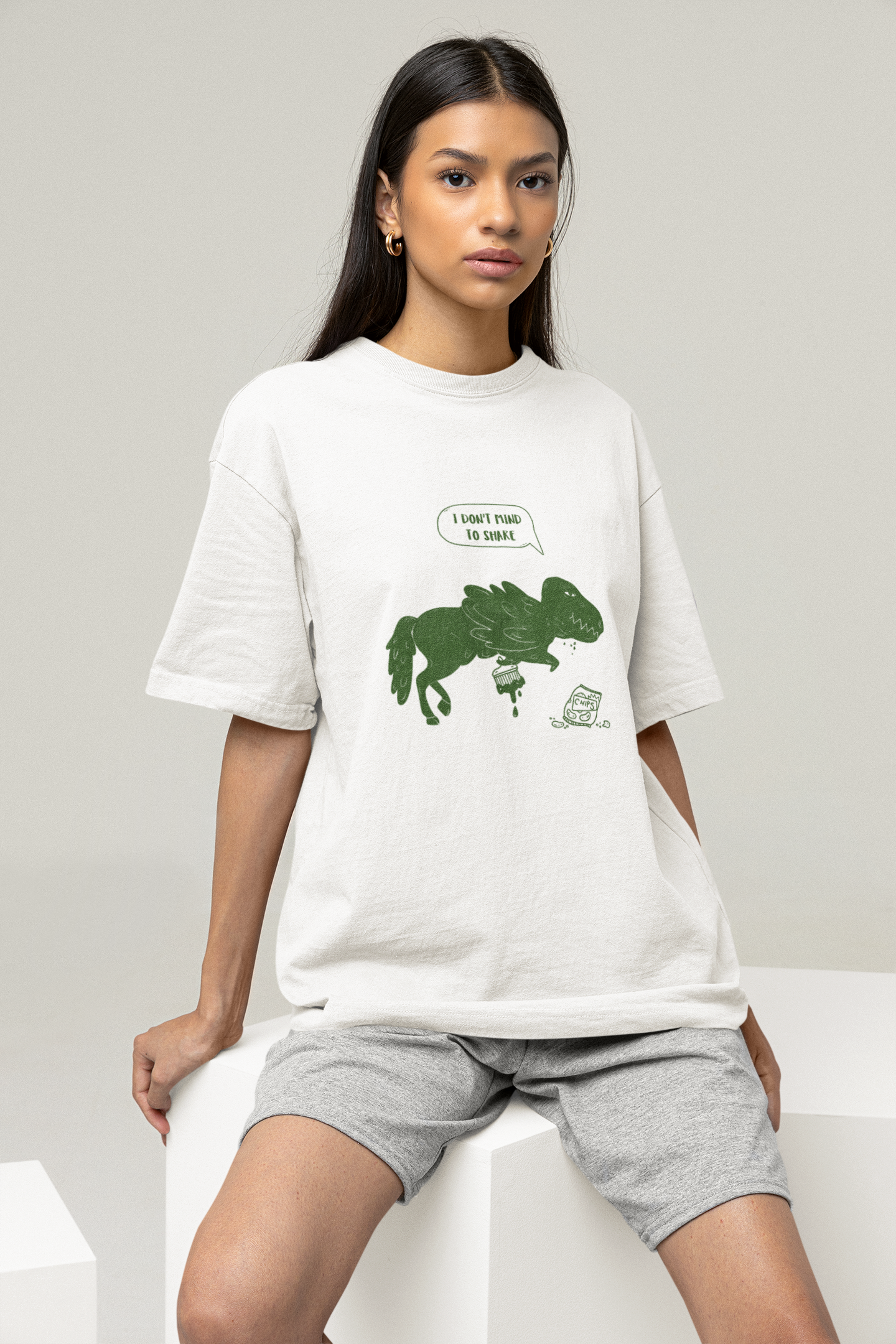 DON'T MIND TO SHARE WHITE OVERSIZED T-SHIRT