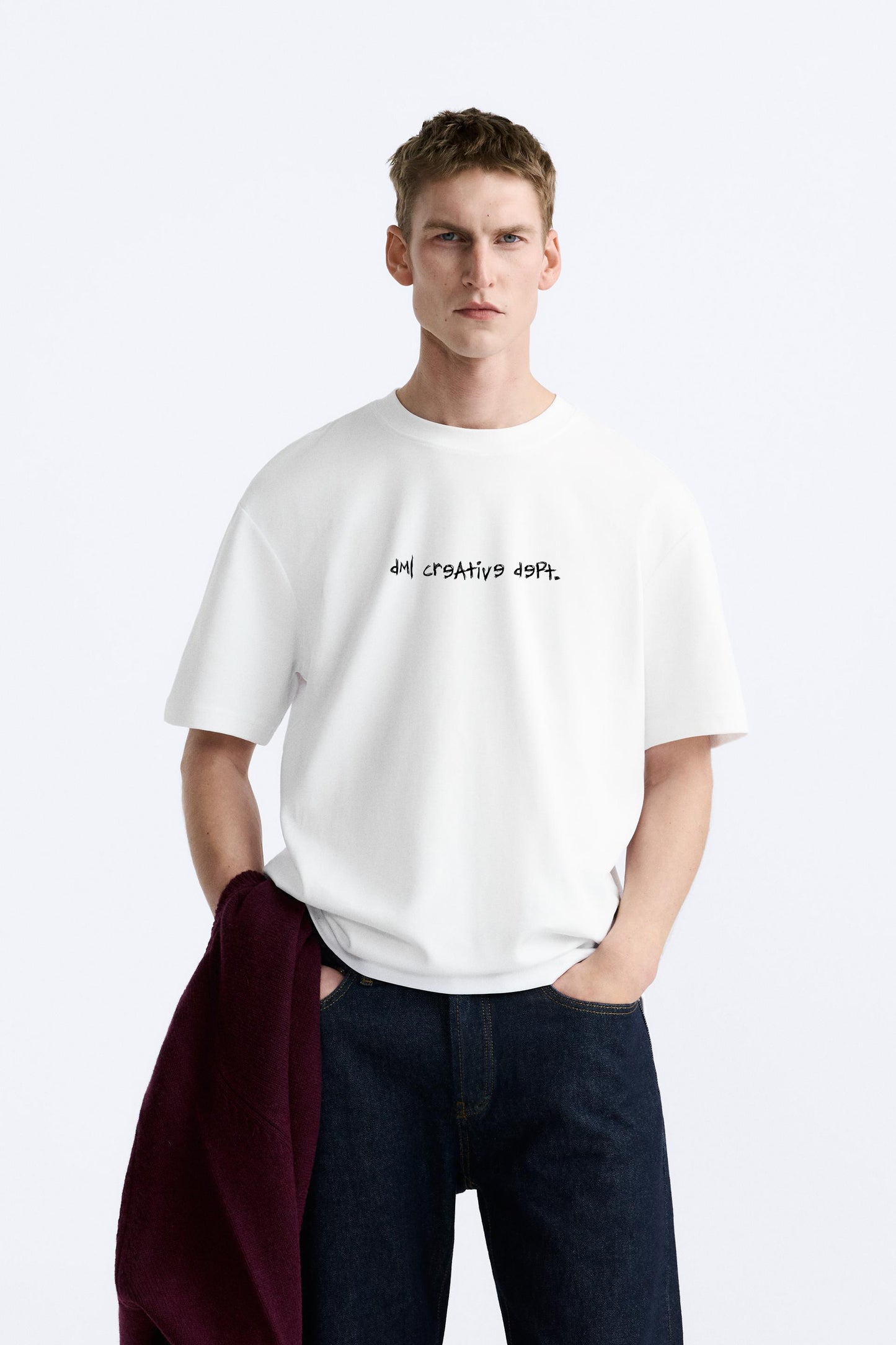 CHALK WHITE PORSCHE TSHIRT, FRENCH TERRY OVERSIZED T-SHIRT