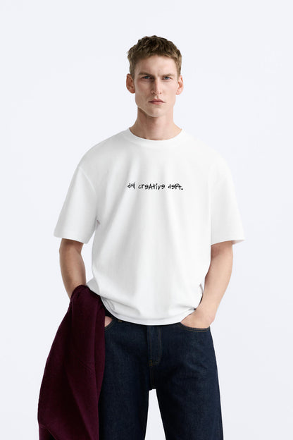 CHALK WHITE PORSCHE TSHIRT, FRENCH TERRY OVERSIZED T-SHIRT