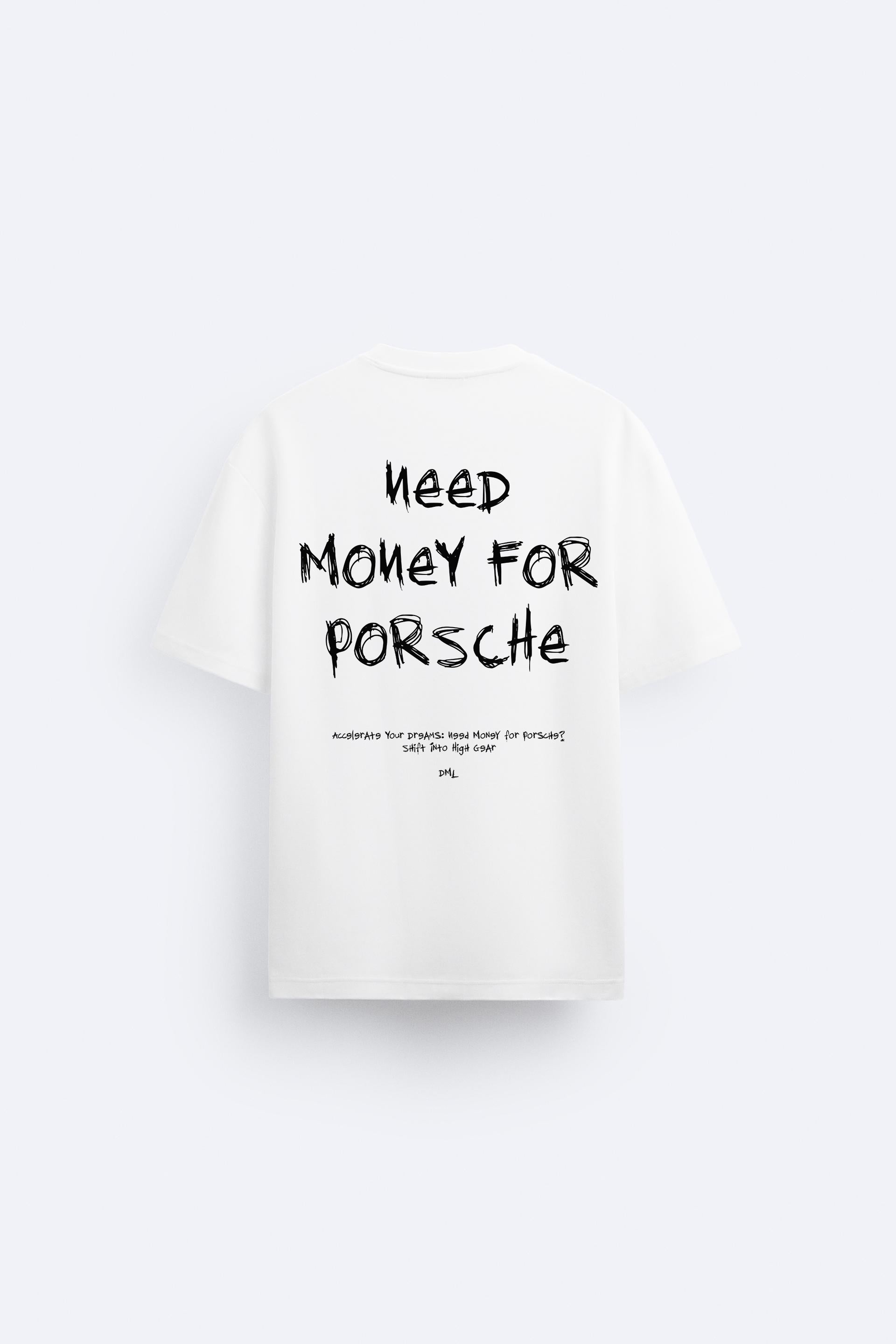 CHALK WHITE PORSCHE TSHIRT, FRENCH TERRY OVERSIZED T-SHIRT