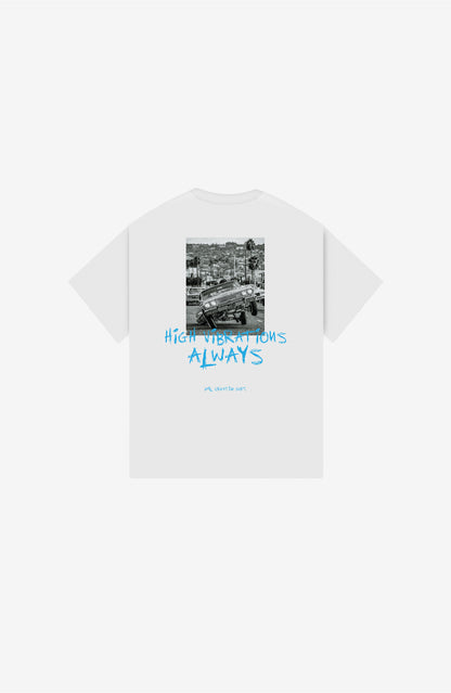 HIGH VIBRATIONS WHITE OVERSIZE T-SHIRT