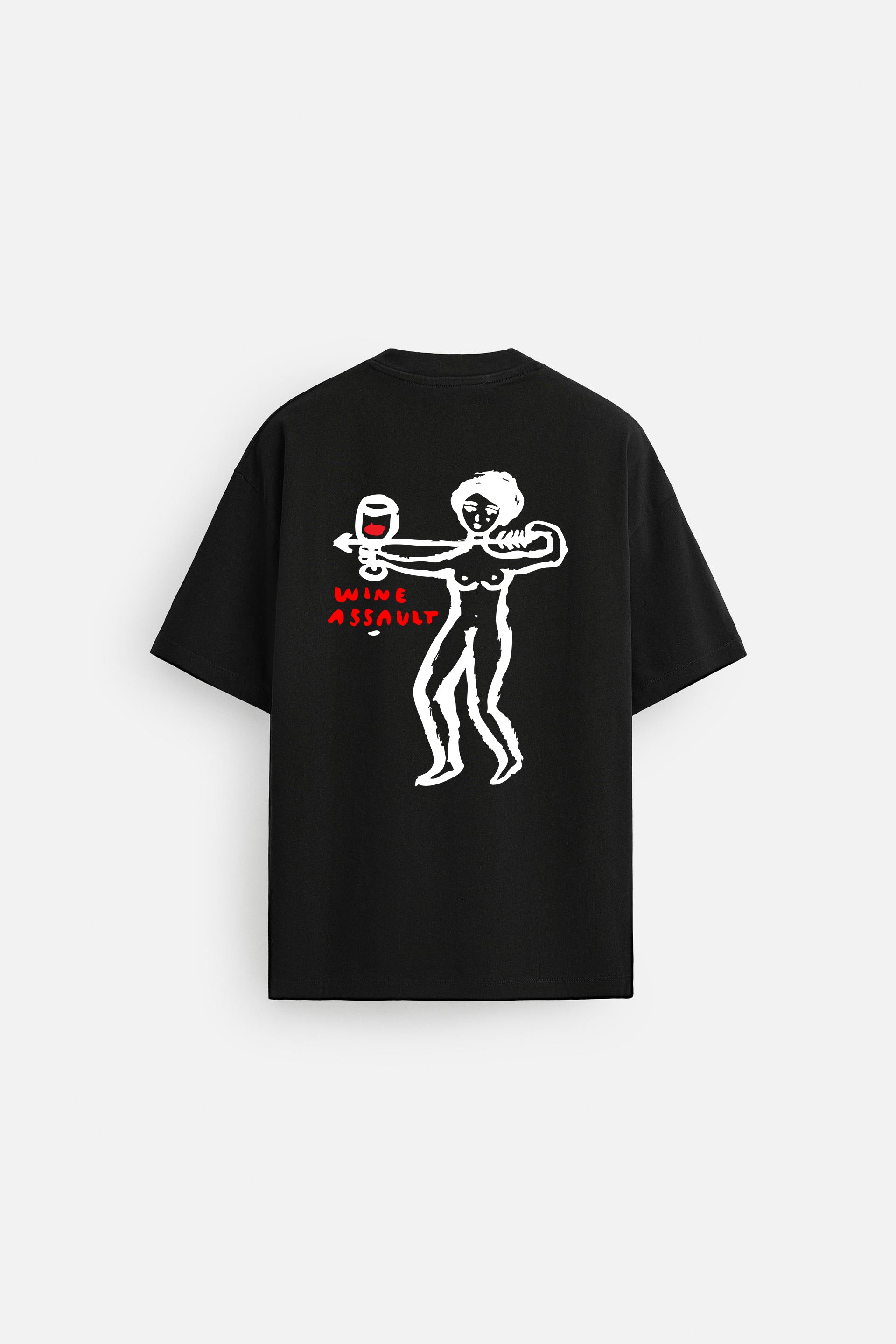 WINE ASSAULT BLACK LOOSEFIT TSHIRT